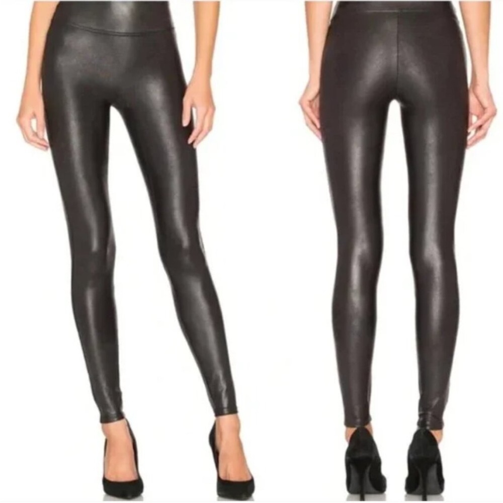 Spanx Faux leather Black Women's size Medium Pull on elastic waist leggings